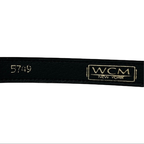 Vintage WCM New York Black Satin Skinny Belt Bling Crystal Encrusted Belt Buckle